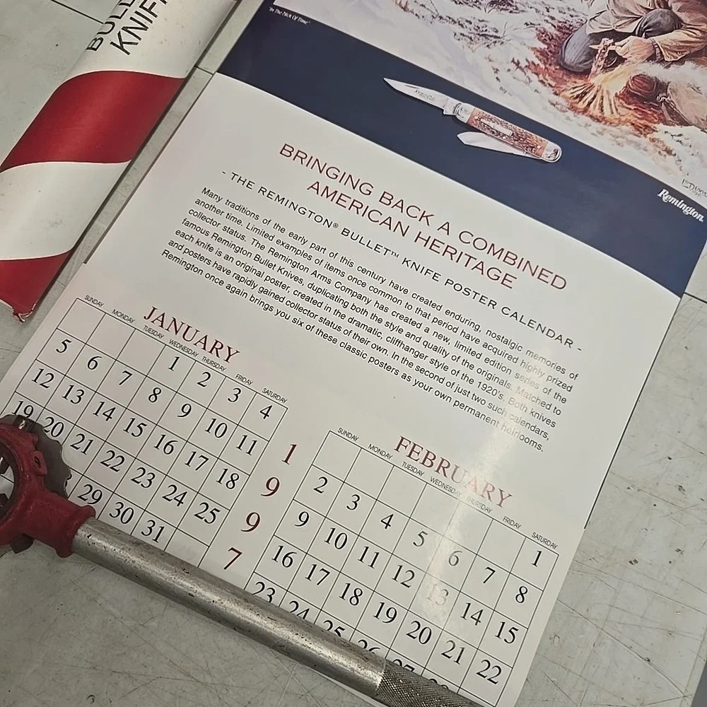 1997‎ Remington Bullet Knife Mini Trapper Calendar 30x20
